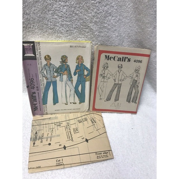 Mccalls 4096 Misses Unlined Jacket Pants Sewing Pattern Size 24 Vintage 1974 - Picture 4 of 6
